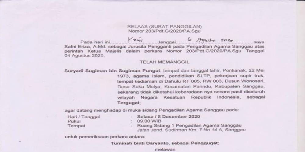 Menunggu Panggilan untuk Sidang di Pengadilan Setempat